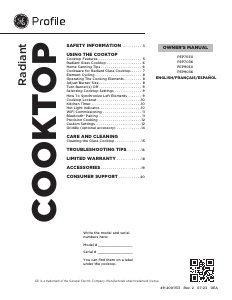 Mode d’emploi GE PEP9036STSS Profile Table de cuisson