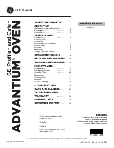 Bruksanvisning GE PSA9120SPSS Profile Mikrovågsugn