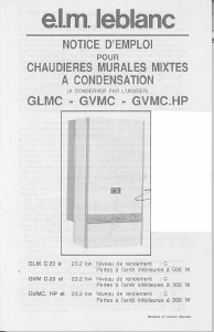 Mode d’emploi e.l.m. leblanc GLM C.23 e Chaudière à gaz