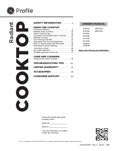 Mode d’emploi GE JEP5030DTBB Profile Table de cuisson