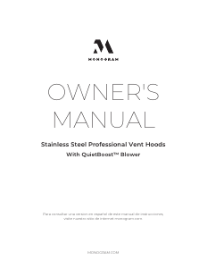 Manual Monogram ZVW1360SPSS Cooker Hood