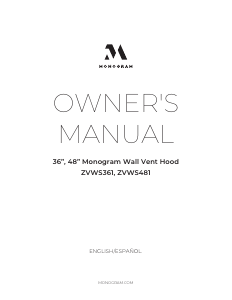 Manual de uso Monogram ZVWS361SRSS Campana extractora
