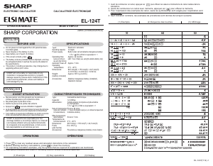 Mode d’emploi Sharp EL-124TPK Calculatrice