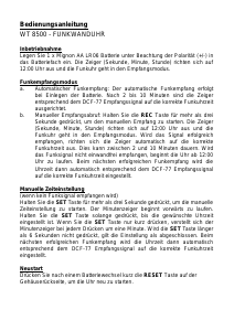 Mode d’emploi Technoline WT 8500 Horloge