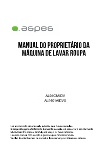 Mode d’emploi Aspes AL9403AIDV Lave-linge
