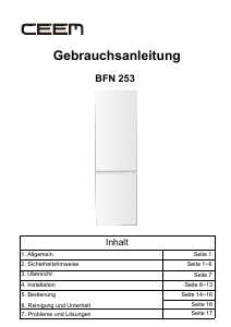 Bedienungsanleitung CEEM BFN 253 Kühl-gefrierkombination