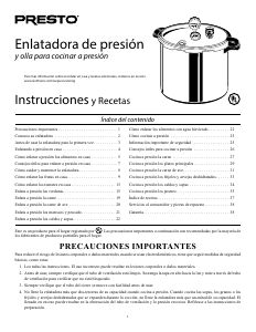 Manual de uso Presto 01755 Olla a presión