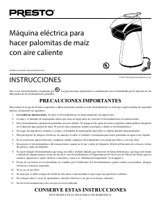 Manual de uso Presto 04830 Maquina de palomitas
