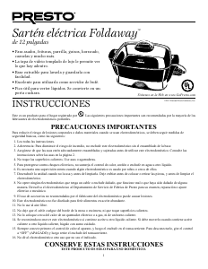 Manual de uso Presto 07113 Foldaway Sartén