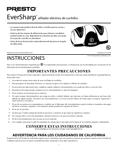 Manual de uso Presto 08800 EverSharp Afilador de cuchillos