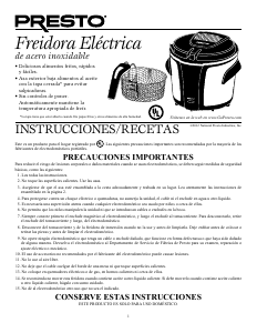 Manual de uso Presto 05401 Freidora
