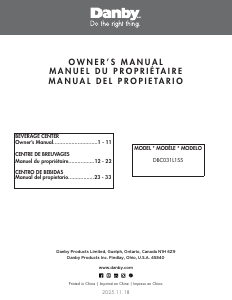 Mode d’emploi Danby DBC031L1SS Réfrigérateur