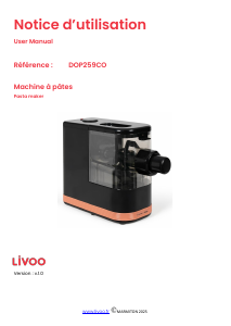Mode d’emploi Livoo DOP259CO Machine à pâtes
