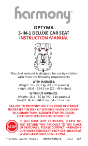 Manual Harmony Optyma Harnessed 3-in-1 Deluxe Combination Car Seat