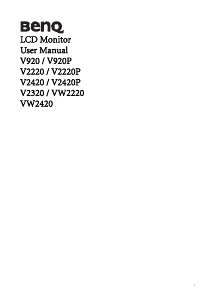 Bruksanvisning BenQ VW2420 LCD skärm