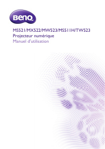 Mode d’emploi BenQ MX522 Projecteur