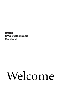 Bruksanvisning BenQ SP920 Projektor