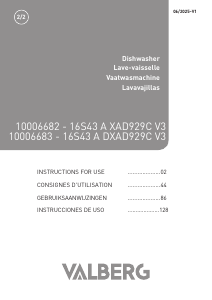 Manual Valberg 16S43 A XAD929C V3 Dishwasher