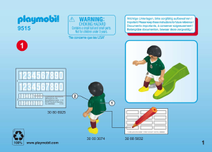 Manual Playmobil set 9515 World Cup 2018 Jogador de Futebol - México