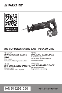 Bedienungsanleitung Parkside IAN 515299 Säbelsäge