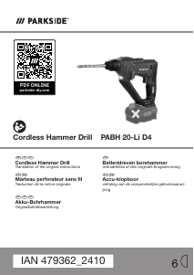 Bedienungsanleitung Parkside IAN 479362 Bohrhammer