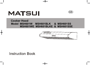 Bruksanvisning Matsui MSH601BLKE Köksfläkt