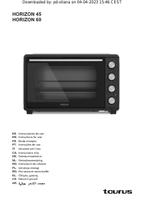 Manual Taurus Horizon 45 Oven
