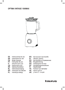 Manual Taurus Optima Vintage 1500 Max Blender
