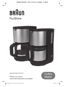 Rokasgrāmata Braun KF 1505 BK PurShine Kafijas automāts