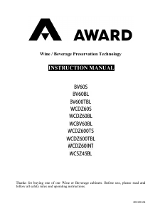 Bruksanvisning Award WCDV60BL Vinkyl