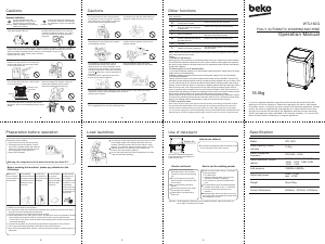 Bruksanvisning BEKO WTL160G Tvättmaskin