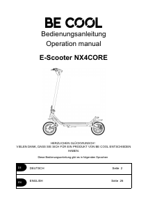 Bruksanvisning Be Cool NX4CORE Elsparkcykel