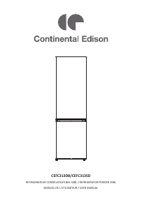 Mode d’emploi Continental Edison CEFC313DB Réfrigérateur combiné