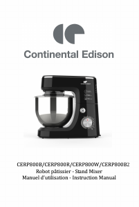 Manual Continental Edison CERP800B2 Stand Mixer