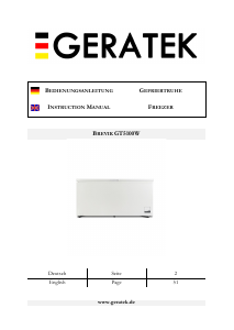 Bruksanvisning Geratek Brevik GT5100W Frys
