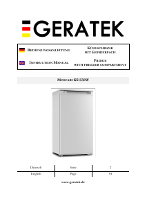 Bruksanvisning Geratek Moscari KS1530W Kylskåp