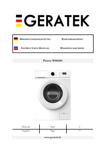 Manual Geratek Plauen WM6010 Washing Machine