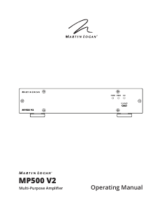 Bruksanvisning MartinLogan MP500 V2 Förstärkare