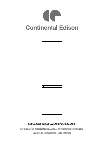 Mode d’emploi Continental Edison CEFC225NFB Réfrigérateur combiné