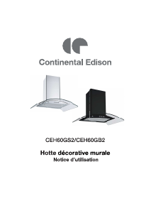 Manual Continental Edison CEH60GB2 Cooker Hood