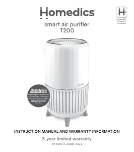 Bruksanvisning Homedics AP-T200 Luftrenare