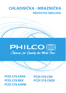 Návod Philco PCDI 378 BNX Chladnička s mrazničkou