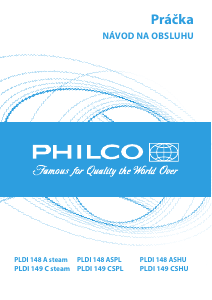 Návod Philco PLDI 149 C steam Práčka