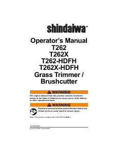 Bruksanvisning Shindaiwa T262X-HDFH Grästrimmer