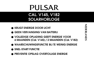 Handleiding Pulsar V182 Uurwerk