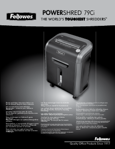 Handleiding Fellowes 79Ci Powershred Papiervernietiger