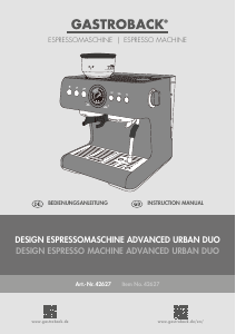 Bruksanvisning Gastroback 42627 Advanced Urban Duo Espressomaskin