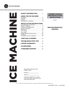 Manual de uso GE UCC15NJII Máquina de hacer hielo
