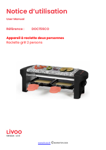 Mode d’emploi Livoo DOC156CO Gril raclette