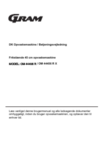 Brugsanvisning Gram OM 44456 R X Opvaskemaskine